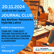 dekoratives Bild mit dem Text "Journal Club des Berliner Netzwerks Hybride Lehre"